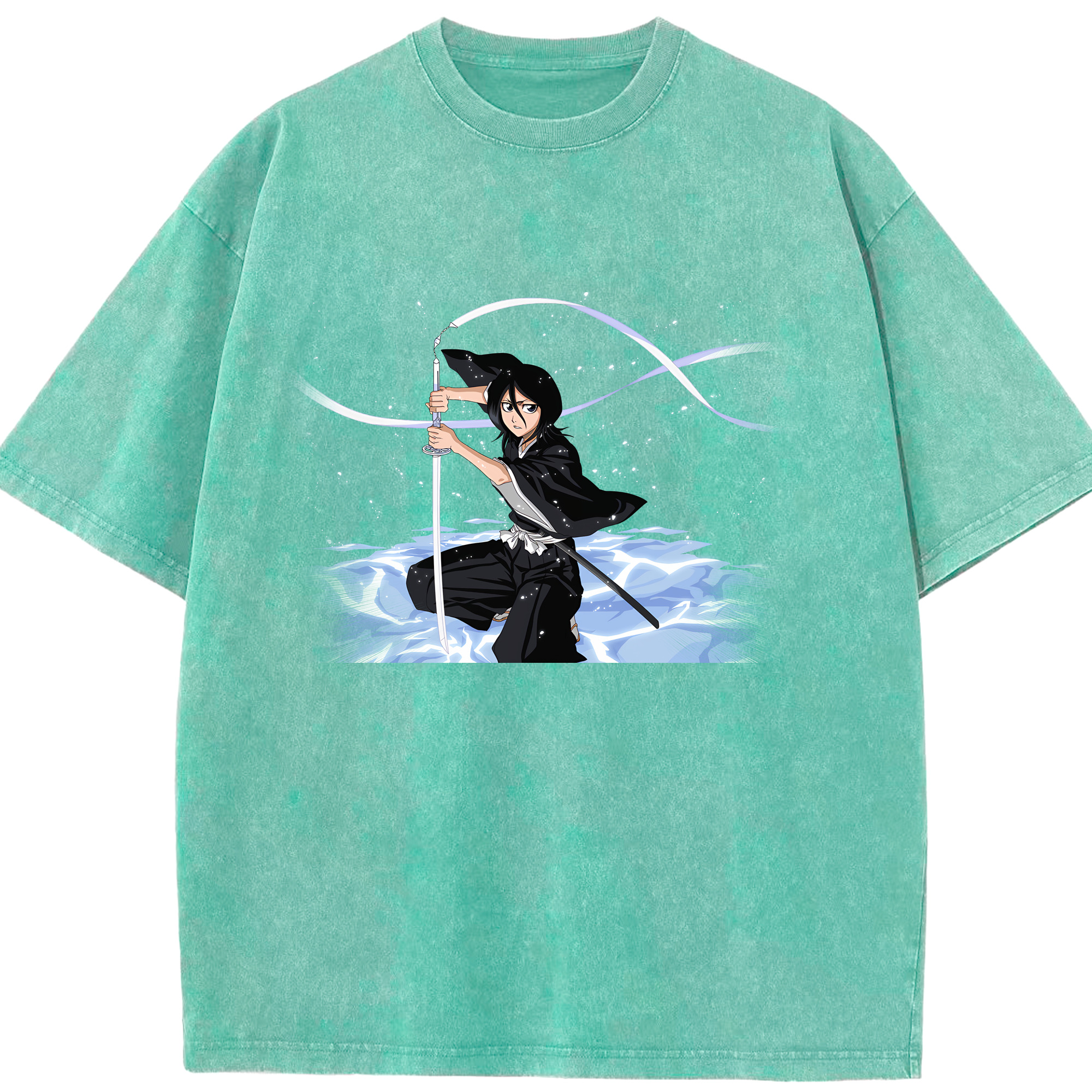 （画像用） ブリーチ 朽木ルキア BLEACH Kuchiki Rukia 綿100% ヴィンテージ風 半袖Tシャツ（フロントプリント）